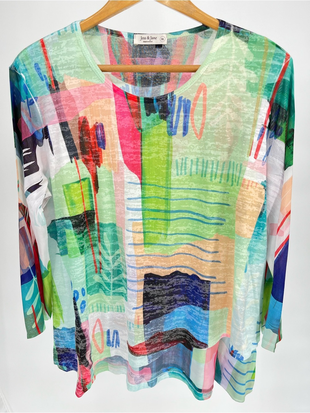Jess & Jane XL Abstract Art Print Tunic Top Multicolor